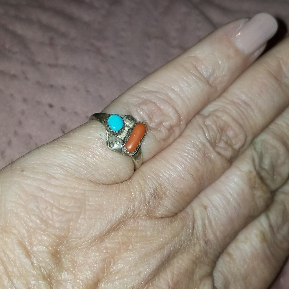 925 TOURQIUSE CORAL RING